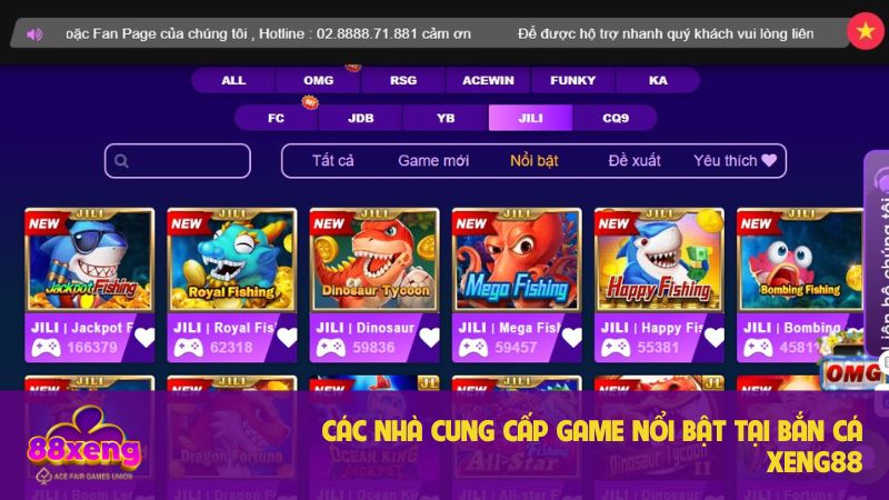 Bắn Cá Xeng88 - Trải Nghiệm Đại Dương Với 3 Game Hot 2 Nhiều nhà cung cấp nổi tiếng tại bắn cá Xeng88