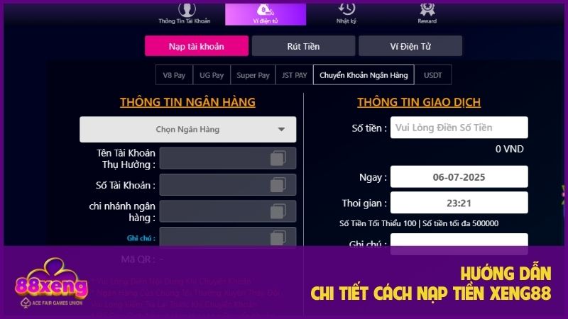 Hướng dẫn nạp tiền Xeng88 chi tiết từng bước đơn giản