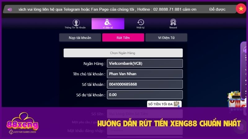Thao tác hướng dẫn rút tiền đơn giản trong giao diện
