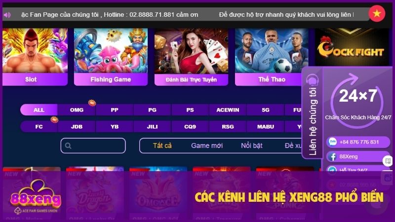 Liên hệ Xeng88 qua nhiều cách, hỗ trợ 24/7