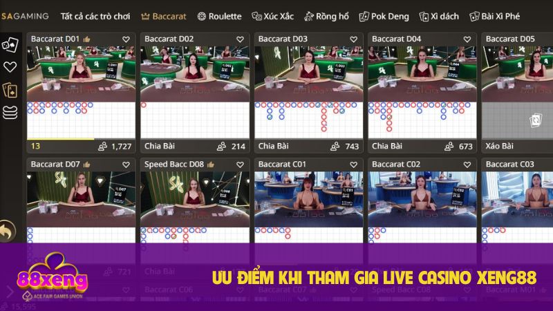 Ưu điểm dễ nhận thấy tại sảnh Live Casino
